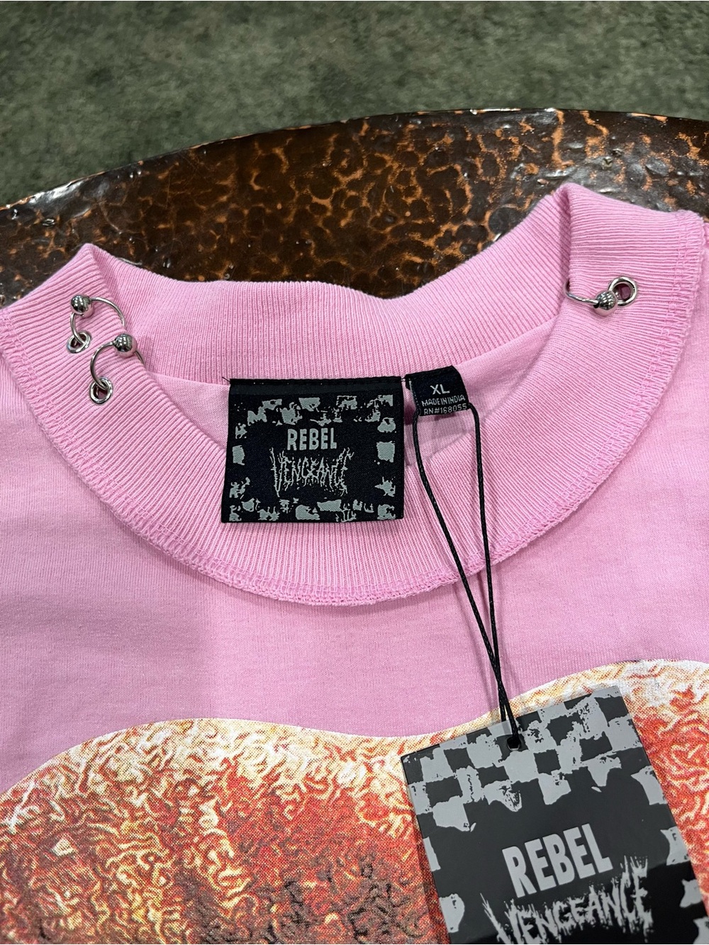 Rebel Vengeance Men’s Pink Graphic Tee - Picture 4 of 5